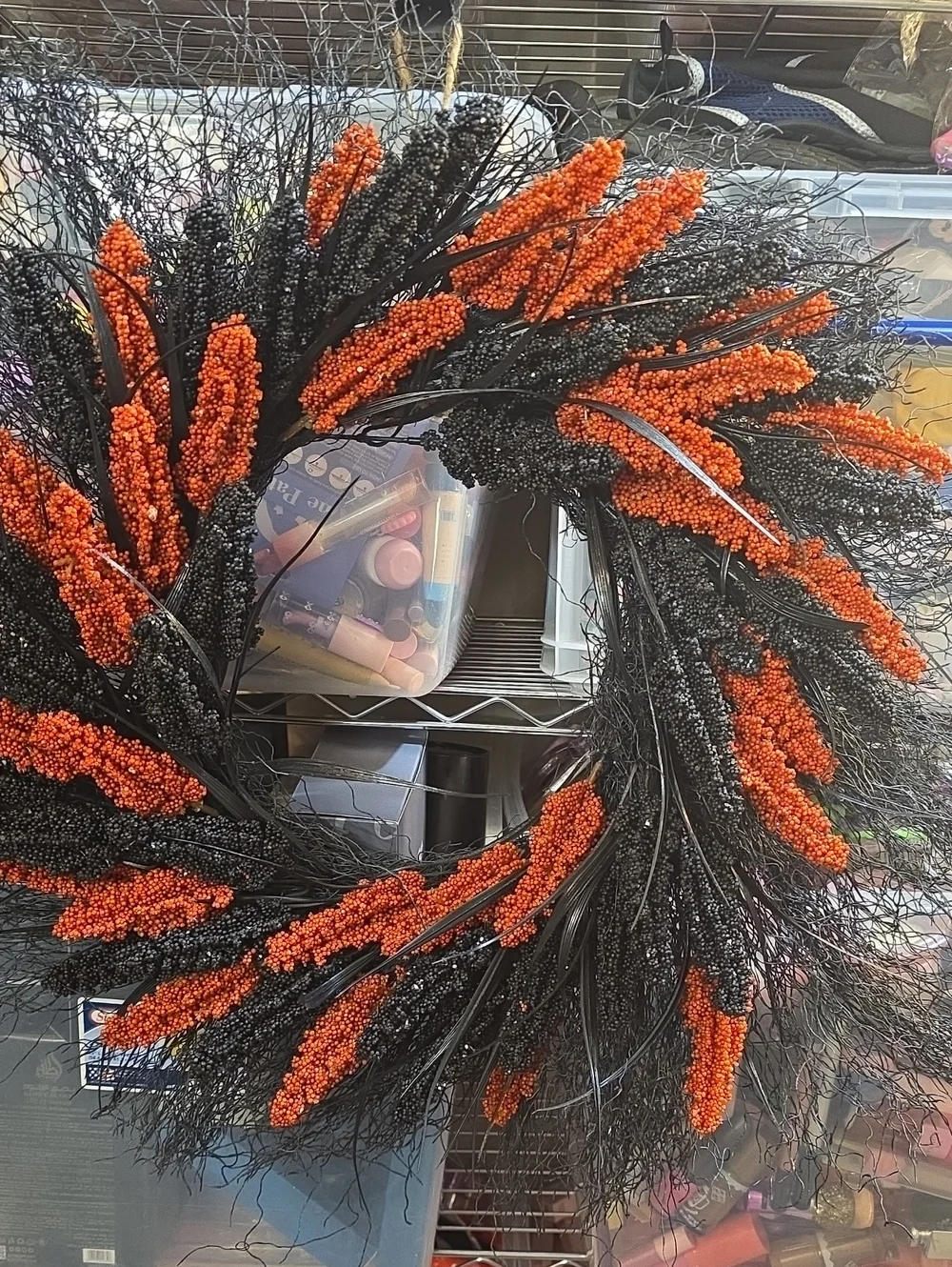 HALLLOWEEN BLACK AND ORANGE WREATH